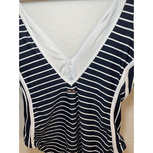 NWT Tommy Hilfiger Size 12 bathing suit One Piece Swimsuit blue stripes Swim - Picture 4 of 7